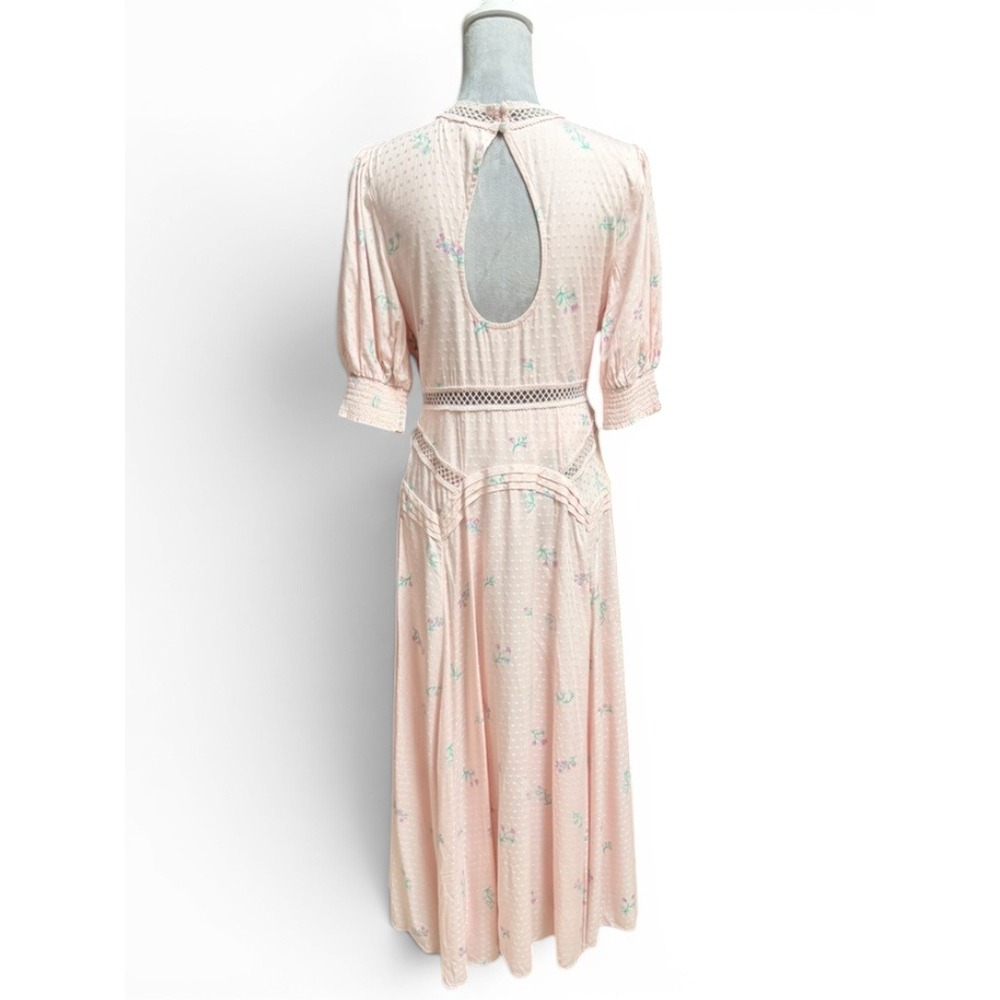 Free People Dress Women 6 Pink Still In Love Floral Maxi Boho Coquette Cottage - Picture 4 of 13